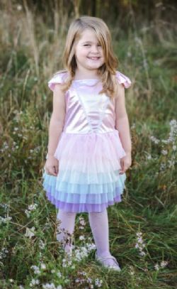 ROBE AVEC TUTU ARC-EN-CIEL PASTEL - GRANDEUR 5-6 ANS